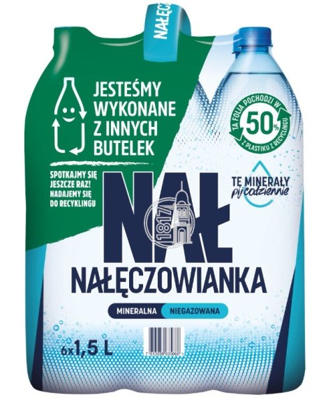 Woda NAŁĘCZOWIANKA niegazowana 1.5L butelka PET zgrzewka 6 szt. KAUCJA Nałęczowianka