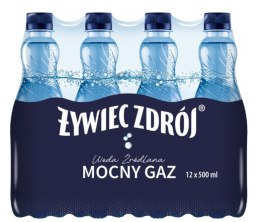 Woda ŻYWIEC ZDRÓJ 0.5l mocno gazowana zgrzewka 12 szt. KAUCJA Żywiec Zdrój