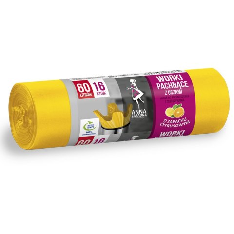 ANNA ZARADNA Worki 60l na śmieci z uszami , zapach cytrusów, (16 szt.), ST-AZ-033645 Anna Zaradna