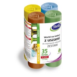 STELLA Worki 35l z uszami, do segregacji odpadów, zestaw 4x10 szt., mix, 032174 Stella