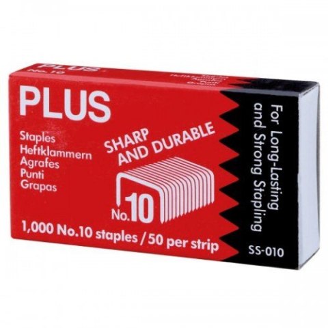 Zszywki nr 10 szer. 8,5mm wys. 4,7mm gr. 0,5mm 1000 zszywek, 30089 Plus Plus