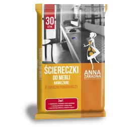 ANNA ZARADNA Ściereczki nawilżane do mebli, o zapachu pomarańczy, białe chusteczki (30 szt.) ST-AZ-030163 Anna Zaradna
