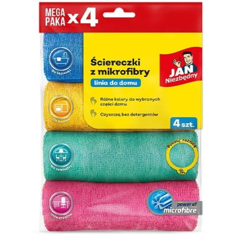 JAN NIEZBĘDNY Ściereczki z mikrofibry, 4 szt., mix, 55832 Jan Niezbędny