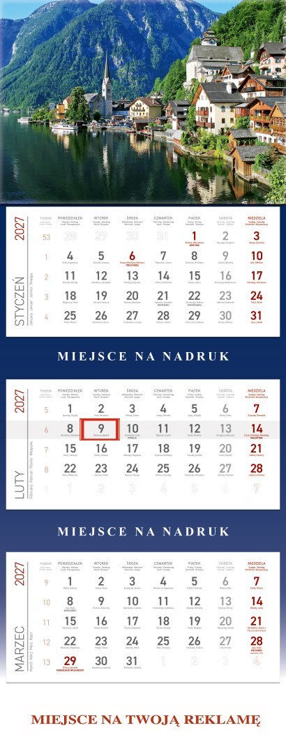 Kalendarz Trójdzielny 2027, KS055B JEZIORO, WOKÓŁ NAS Wokół Nas