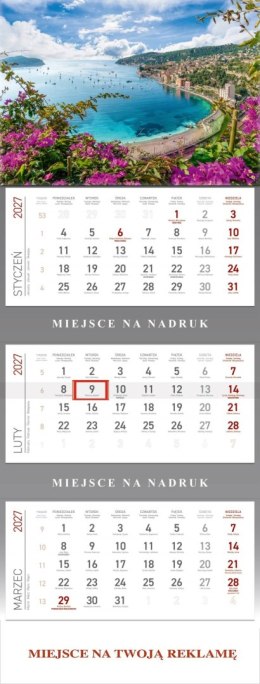 Kalendarz Trójdzielny 2027, KS055B LAZUROWE WYBRZEŻE, WOKÓŁ NAS Wokół Nas