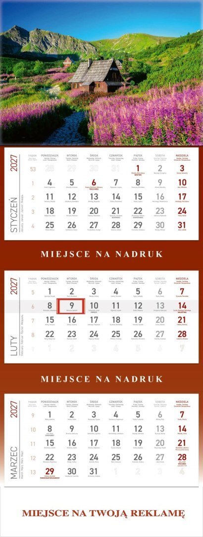 Kalendarz Trójdzielny 2027, KS055B HALA GĄSIENICOWA, WOKÓŁ NAS Wokół Nas