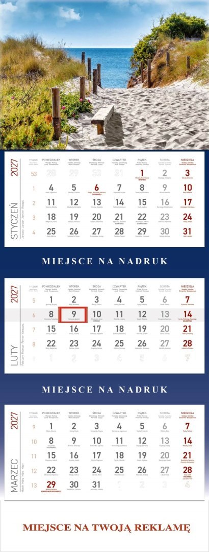 Kalendarz Trójdzielny 2027, KS055B MORZE, WOKÓŁ NAS Wokół Nas