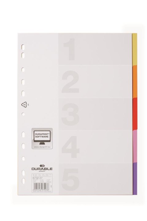 Przekładki VARICOLOR 1-5, A4, z PP 6732-27 DURABLE Durable