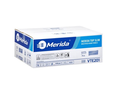 Ręczniki papierowe MERIDA TOP SLIM, białe, dwuwarstwowe, 3150 szt. VTE201 SALE HIGIENA Merida