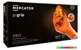 Rękawice nitrylowe bezpudrowe mocne/grube MERCATOR, GOGRIP pomarańczowe, (50 szt.), rozmiar XL, RP30061005 Mercator