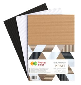 Tektura falista KRAFT, A4, 10 ark, 3 kolory, Happy Color HA 7720 2030-KRAFT Happy Color