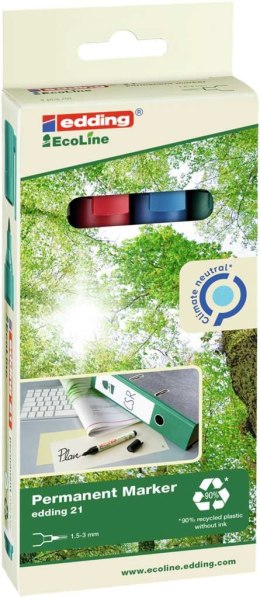 Markery EDDING permanentne ekologiczne 4 kol. etui okr.końc. 21/4s ed Edding