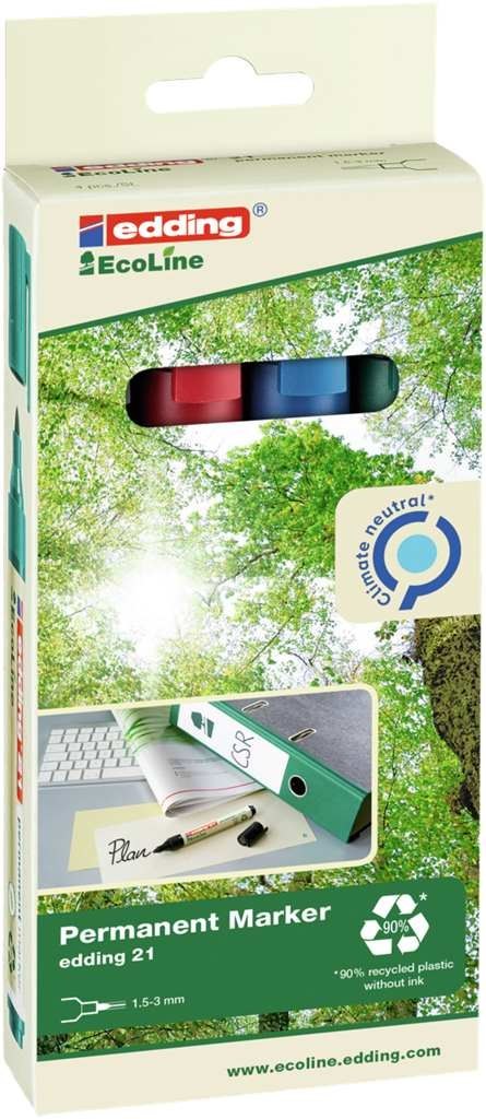 Markery EDDING permanentne ekologiczne 4 kol. etui okr.końc. 21/4s ed Edding