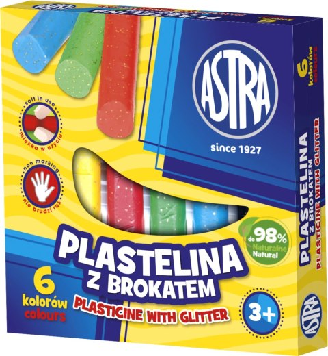 Plastelina Astra z brokatem 6 kolorów, 303109001 Astra Plastelina Astra z brokatem 6 kolorów, 303109001 Astra