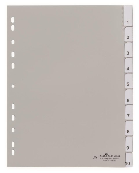 Przekładki A4-10 indeksów PP 644110 Durable