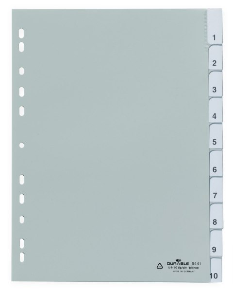 Przekładki A4-10 indeksów PP 644110 Durable