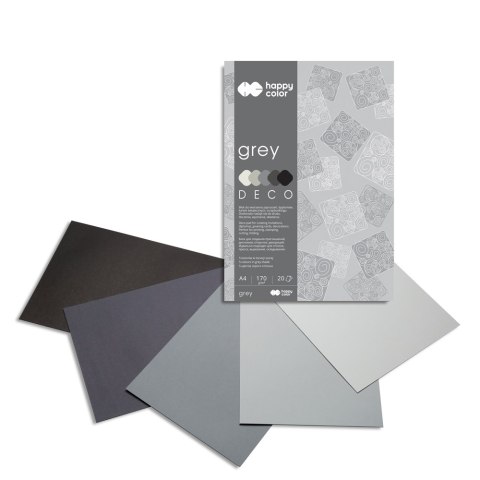 Blok Deco Grey A4, 170g, 20 ark, 5 kol. tonacja szara, Happy Color HA 3717 2030-082 Happy Color Blok Deco Grey A4, 170g, 20 ark, 5 kol. tonacja szara, Happy Color HA 3717 2030-082 Happy Color