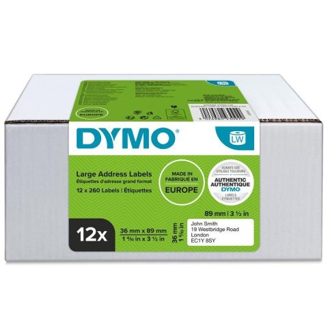 Etykieta DYMO adresowa - 89 x 36 mm, biały - VALUE PACK 12 szt. 2093093 Dymo