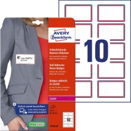 Samoprzylepne identyfikatory 80 _ 50 mm, 20 ark., czerwona ramka, sztuczny jedwab, L4786_20, Avery Zweckform Avery Zweckform