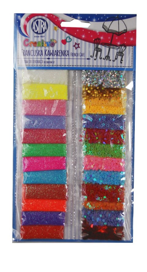 Zestaw do dekoracji Francuska Kawiarenka 24 sztuki x 2g ASTRA, 335120003 brokat brokat Astra Zestaw do dekoracji Francuska Kawiarenka 24 sztuki x 2g ASTRA, 335120003 brokat brokat Astra