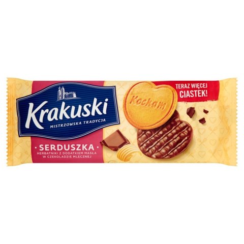 Ciastka BAHLSEN KRAKUSKI HERBATNIKI SERDUSZKA w czekoladzie mlecznej 171g Krakuski Ciastka BAHLSEN KRAKUSKI HERBATNIKI SERDUSZKA w czekoladzie mlecznej 171g Krakuski