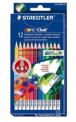 Kredki usuwalne Noris Club, sześciokątne, z gumką, 12 kol., Staedtler S 144 50NC12 Staedtler