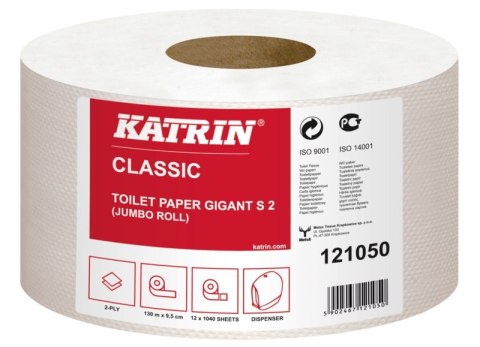 Papier toaletowy, duże rolki KATRIN CLASSIC Gigant S 2 130, 121050, opakowanie: 12 rolek Katrin Papier toaletowy, duże rolki KATRIN CLASSIC Gigant S 2 130, 121050, opakowanie: 12 rolek Katrin
