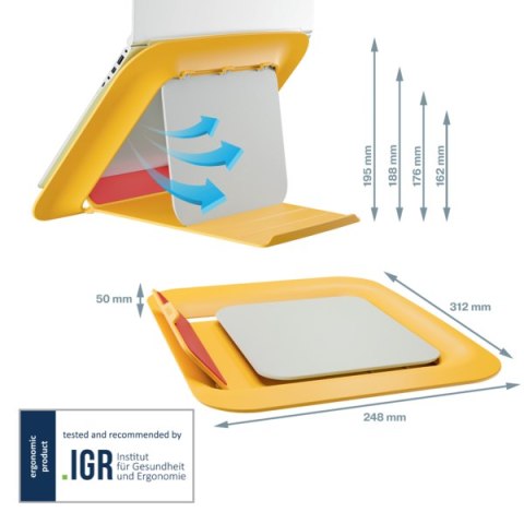 Podstawka pod laptopa Ergo Cosy, żółta Leitz 64260019 Leitz Podstawka pod laptopa Ergo Cosy, żółta Leitz 64260019 Leitz