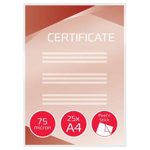 Samoprzylepne folie do laminacji GBC PeelnStick, A4, 75 mic. , 25 szt., 3747527 GBC