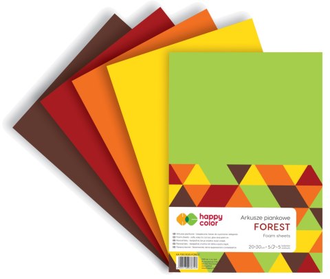 Arkusze piankowe FOREST, A4, 5 ark, 5 kolorów, 2 rodzaje, Happy Color HA 7130 2030-FOREST Happy Color Arkusze piankowe FOREST, A4, 5 ark, 5 kolorów, 2 rodzaje, Happy Color HA 7130 2030-FOREST Happy Color