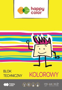 Blok techniczny kolorowy A4, 170g, 10 ark, Happy Color HA 3550 2030-09 Happy Color