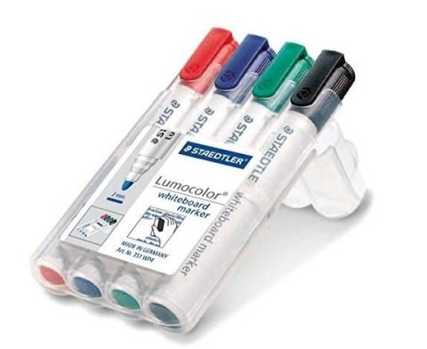 Marker Lumocolor do białych tablic whiteboard, okrągły, 4 kol. (2, 3, 5, 9) w etui box, Staedtler S 351 WP4 Staedtler Marker Lumocolor do białych tablic whiteboard, okrągły, 4 kol. (2, 3, 5, 9) w etui box, Staedtler S 351 WP4 Staedtler