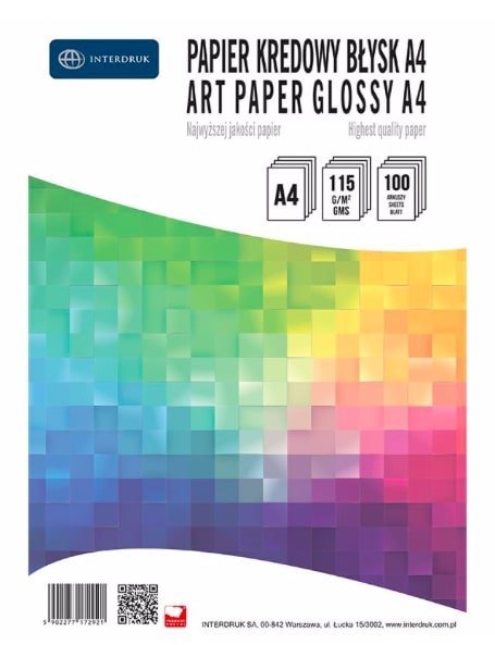 Papier kredowy A4 100ark błysk 115g INTERDRUK Interdruk Papier kredowy A4 100ark błysk 115g INTERDRUK Interdruk