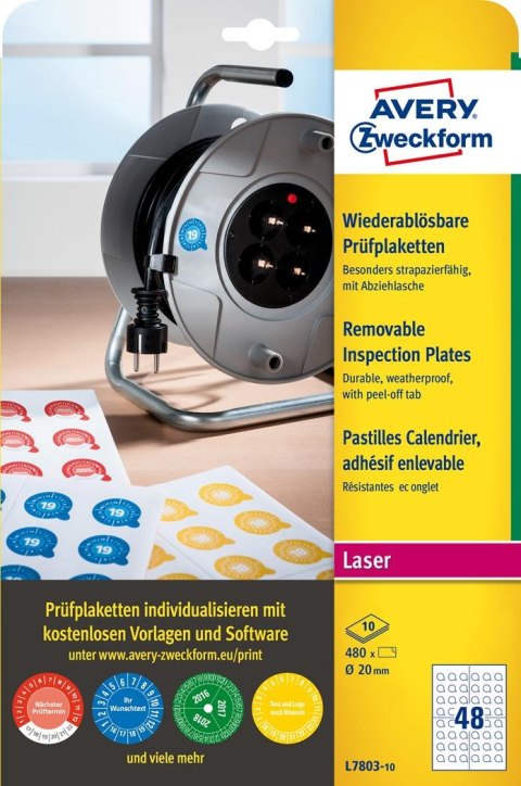 Usuwalne tabliczki inspekcyjne L7803-10 Q20 10ar Avery Zweckform (X) Avery Zweckform Usuwalne tabliczki inspekcyjne L7803-10 Q20 10ar Avery Zweckform (X) Avery Zweckform
