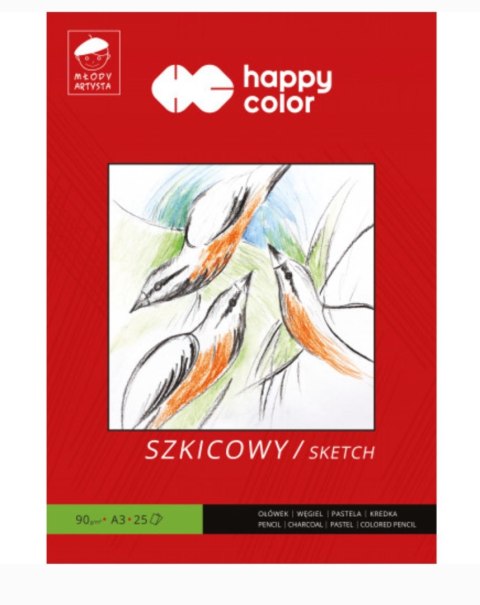 Blok szkicowy Młody Artysta, A3, 25 ark, 90g, Happy Color HA 3709 3040-M25 Happy Color Blok szkicowy Młody Artysta, A3, 25 ark, 90g, Happy Color HA 3709 3040-M25 Happy Color