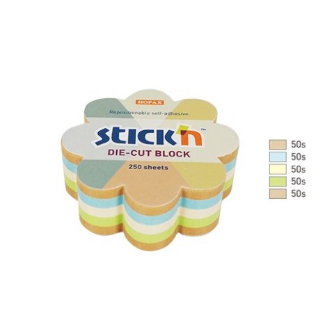 Notes kwiatek, 67x67mm, mix 5 kol. pastel+recykling 250kart. Stickn 21834 StickN Notes kwiatek, 67x67mm, mix 5 kol. pastel+recykling 250kart. Stickn 21834 StickN