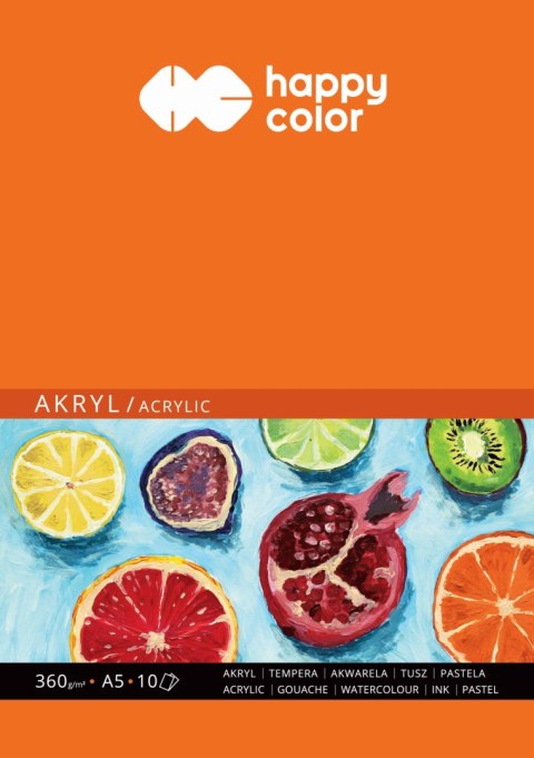Blok do akrylu Art., A5, 10 ark, 360g, Happy Color HA 7836 1520-A10 Happy Color Blok do akrylu Art., A5, 10 ark, 360g, Happy Color HA 7836 1520-A10 Happy Color