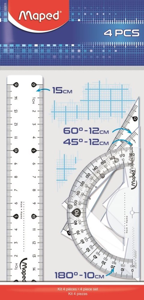 Zestaw geometryczny (linijka 15cm, 2 ekierki, kątomierz) 242815 MAPED Maped Zestaw geometryczny (linijka 15cm, 2 ekierki, kątomierz) 242815 MAPED Maped
