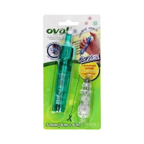 Korektor w taśmie + gratis wkład OVAL QJR-506 CLICK, biały, 5 mm x 6 m 160-2000 Oval Korektor w taśmie + gratis wkład OVAL QJR-506 CLICK, biały, 5 mm x 6 m 160-2000 Oval