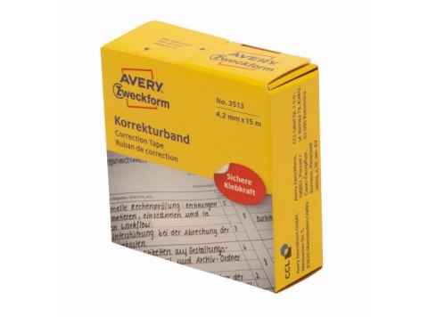 Taśmy korekcyjne, 1 wiersz (podajnik), 4,2 mm x 15 m, białe, AVERY ZWECKFORM, 3513 Avery Zweckform