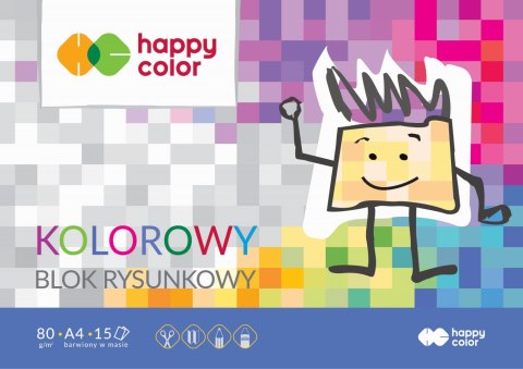 Blok rysunkowy kolorowy A4, 80g, 15 ark, Happy Color HA 3708 2030-09 SALE Happy Color