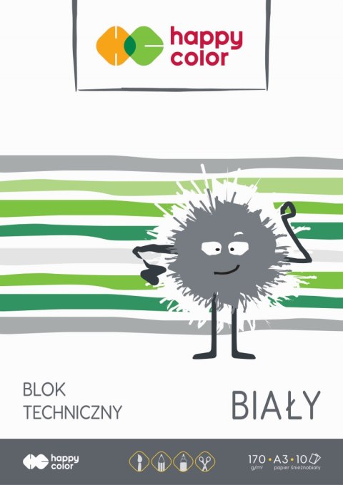 Blok techniczny biały A3, 170g, 10 ark, Happy Color HA 3550 3040-0 Happy Color Blok techniczny biały A3, 170g, 10 ark, Happy Color HA 3550 3040-0 Happy Color