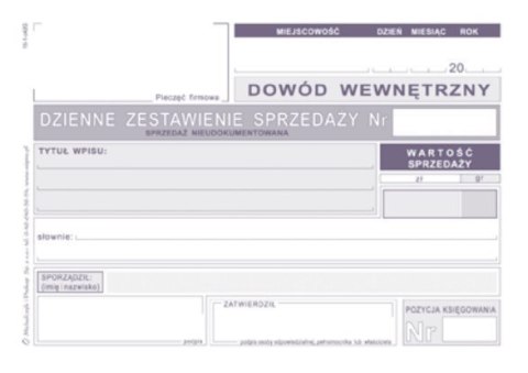 K-15 Dzienne zest.sprzedaży księgowo nieudokumentowanej MICHALCZYK Michalczyk i Prokop K-15 Dzienne zest.sprzedaży księgowo nieudokumentowanej MICHALCZYK Michalczyk i Prokop
