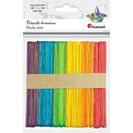 Patyczki drewniane mix kolorów (100) 11,4cm 361574 TITANUM 50 kolorowych + 50 naturalnych Titanum
