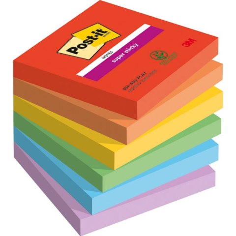 Bloczek samoprzylepny POST-IT Super Sticky (654-6SS-PLAY), 76x76mm, 6x90 kart., PLAYFUL Post-It 3M Bloczek samoprzylepny POST-IT Super Sticky (654-6SS-PLAY), 76x76mm, 6x90 kart., PLAYFUL Post-It 3M