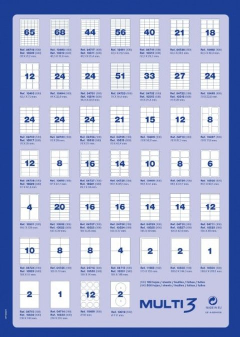 ETYKIETY UNIWERSALNE MULTI 3, 99,1X93,1MM, ZAOKRĄGLONE, BIAŁE Multi