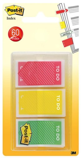 Zakładki indeksujące POST-IT_ (682-TODO), PP, 23,8x43,2mm, 3x20 kart., mix kolorów Post-It 3M