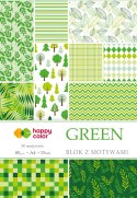 Blok z motywami GREEN, 80g/m2, A4, 15 ark, 30 motyw, Happy Color HA 3808 2030-G Happy Color