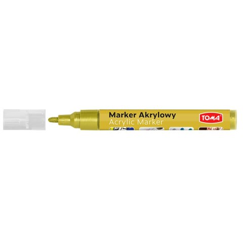 Marker akrylowy, fibrowa końcówka okrągła 2-5mm, złoty TO-402 Toma Toma