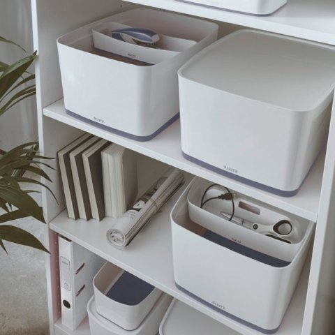 Pojemnik MyBOX duży z pokrywką biało-szary LEITZ 52161001 Leitz Pojemnik MyBOX duży z pokrywką biało-szary LEITZ 52161001 Leitz